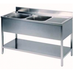 Lavello con ripiano due vasche e gocciolatoio cm 140x60x85H